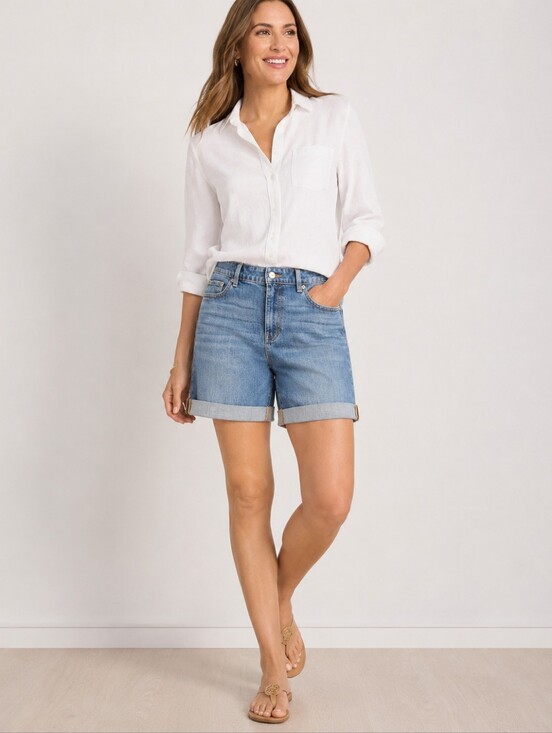 Talbots Pants - ❤️ TALBOTS HIGH RISE GIRLFRIEND DENIM JEAN SHORTS, 16 (33)